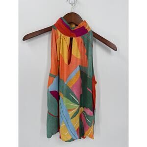 Christian Siriano Womens Halter Blouse Abstract Print Rayon Size Small